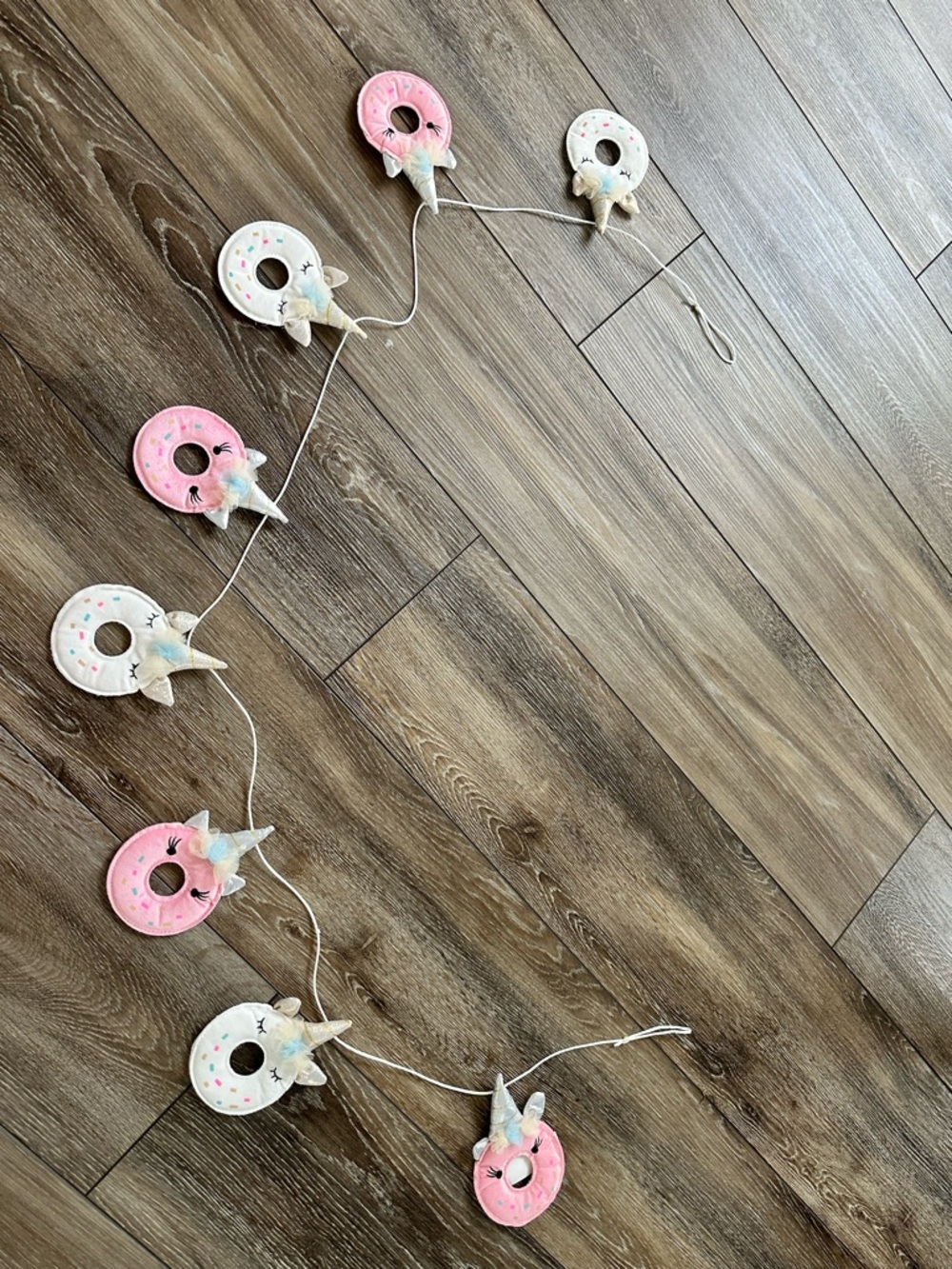 Unicorn Donut fabric decorative garland- Pink & Cream/cute decor for girls’ room